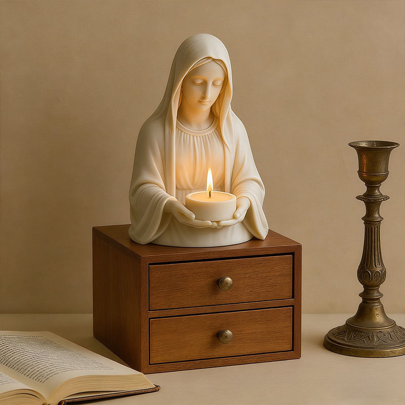 Personalized 3D Virgin Mary Tealight Candle Holder with Custom Name Lady Guadalupe Stand Church Decor Home Decor Prayer Space Catholic Spiritual Gift