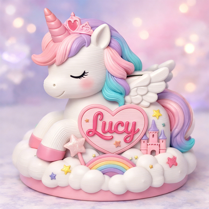 Personalized Rainbow Horse Piggy Bank 3D Printed Nursery Decor Kids Birthday Gift Custom Piggy Bank Gifts for Kids Baby Shower Gift