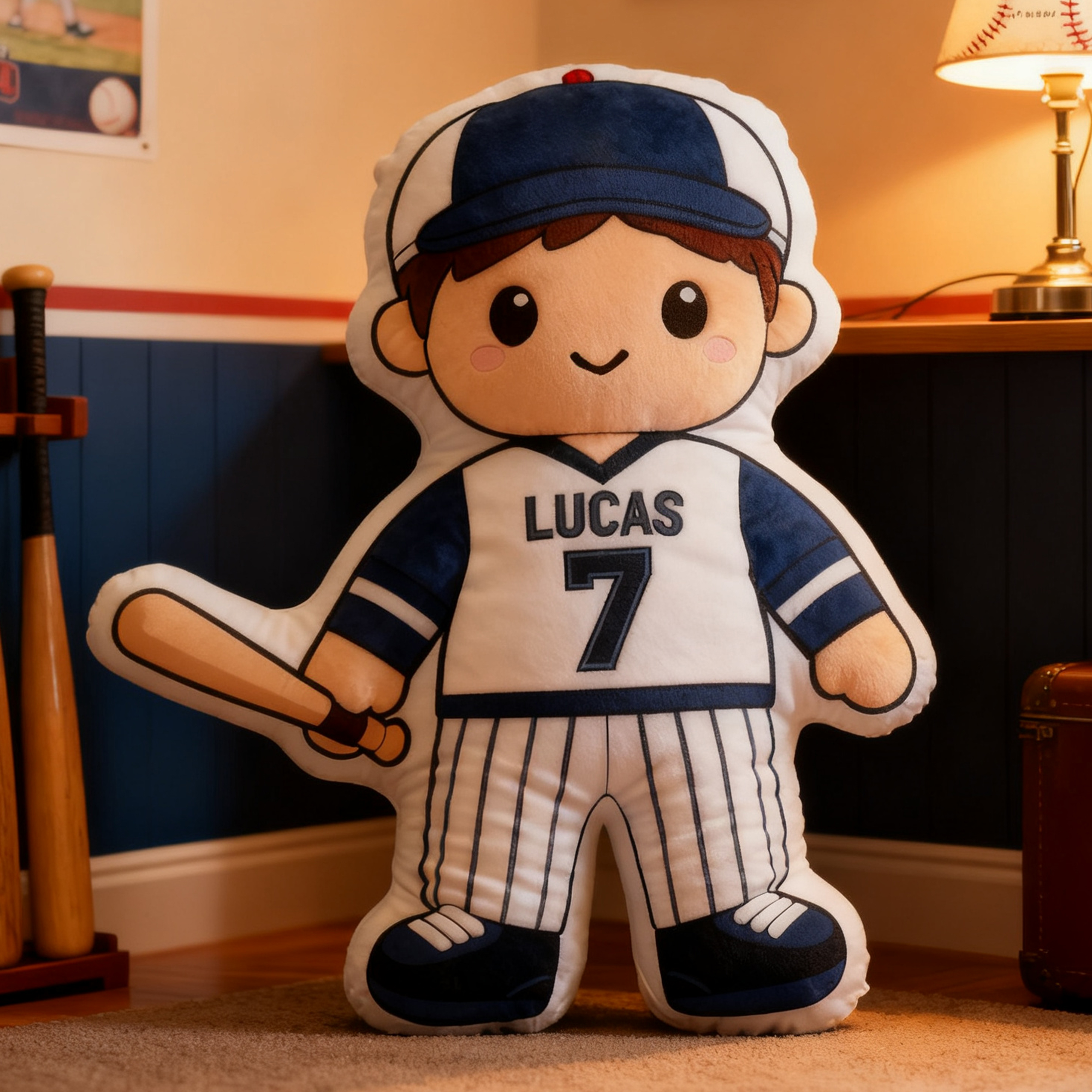 Personalized Baseball Player Pillow with Custom Name and Jersey Number  for Kids and Fans