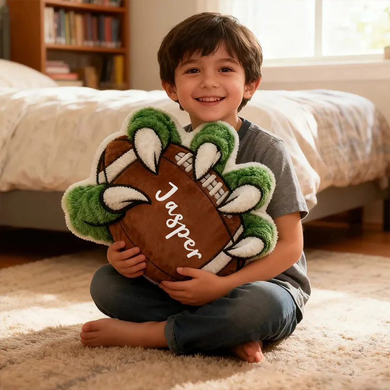 Personalized Football Pillow with Beast Claw Design and Custom Name for Kids and Football Enthusiasts Christmas Gifts