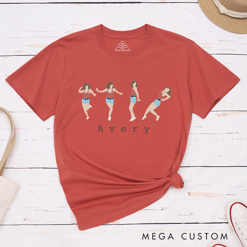 Personalized Classic T-Shirt Dancing Girl Graphic  Custom Name Summer Unisex Cotton Top Unique Gift for Women and Men Birthday Present Keepsake