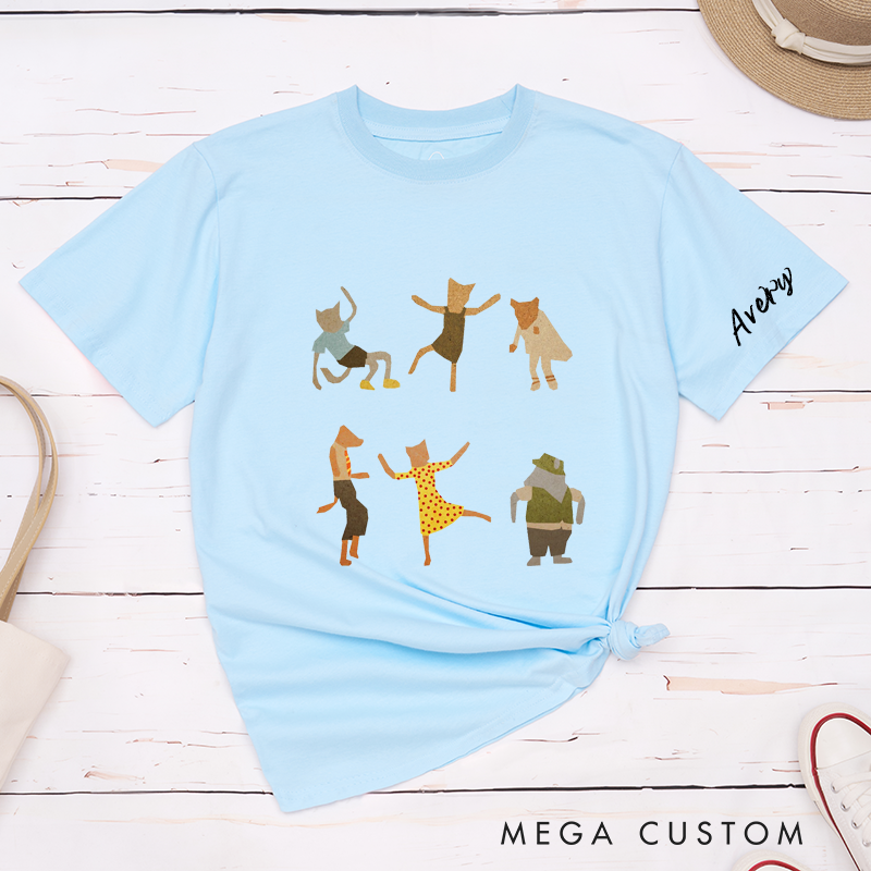Personalized Classic T-shirt Animal Character Tee Unisex Custom Artistic Cat Lover Gift Unique Everyday Wear for Men Women and Kids Special Present 