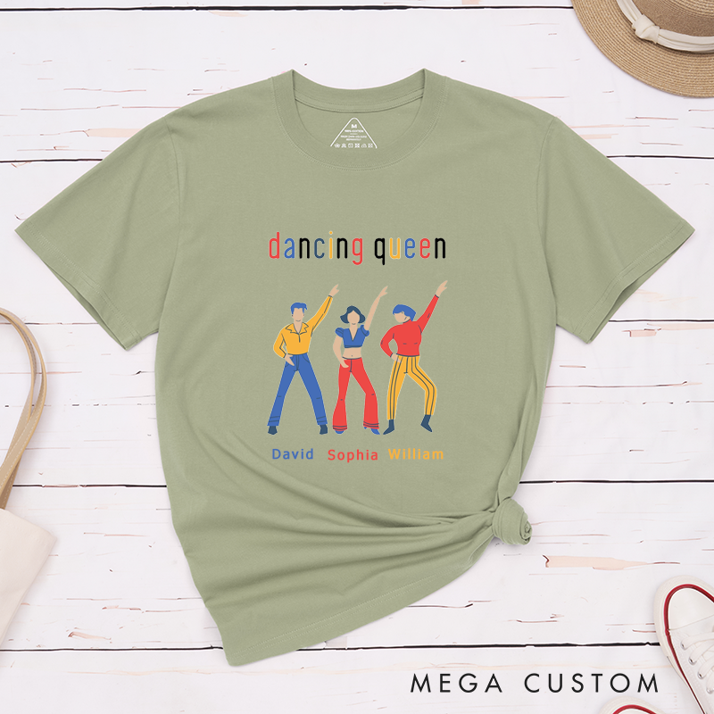 Personalized Classic T-Shirts Dancing Themed Custom Name Disco Party Dance Pose Gifts for Matching Apparel Retro Dance Lover Shirt