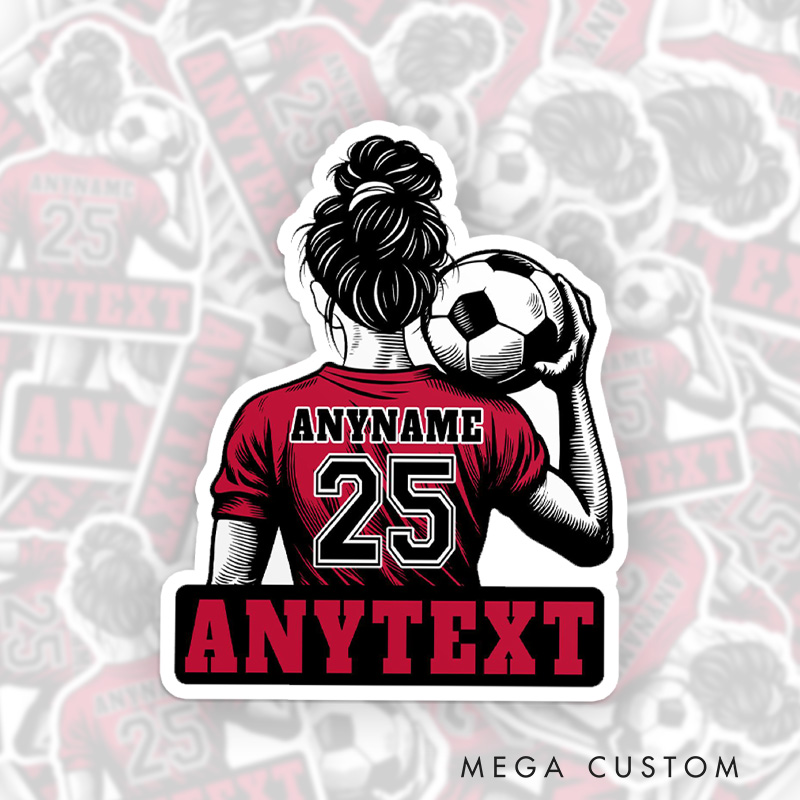 Personalized Soccer Player Sticker Custom Name and Number Design for Women