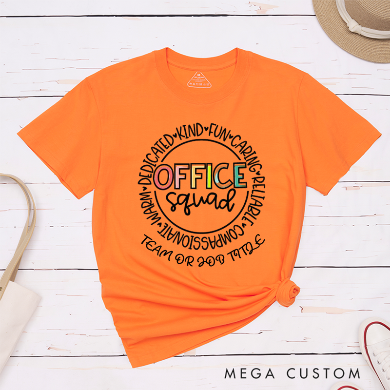 Personalized Office Squad Circle Design T-Shirt for Coworkers Fun and Creative Style Team Appreciation Gifts