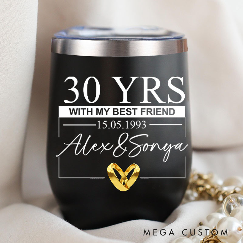Personalized Wife Husband 30 Years Anniversary Wine Tumbler Anniversary Gift