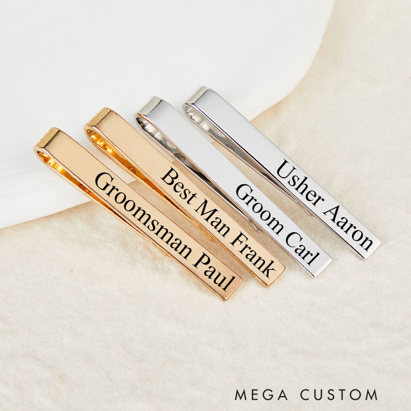 Personalized Engraved Best Man Tie Clip Groomsman Proposal Gift Bachelor Party Favors Tic Clip