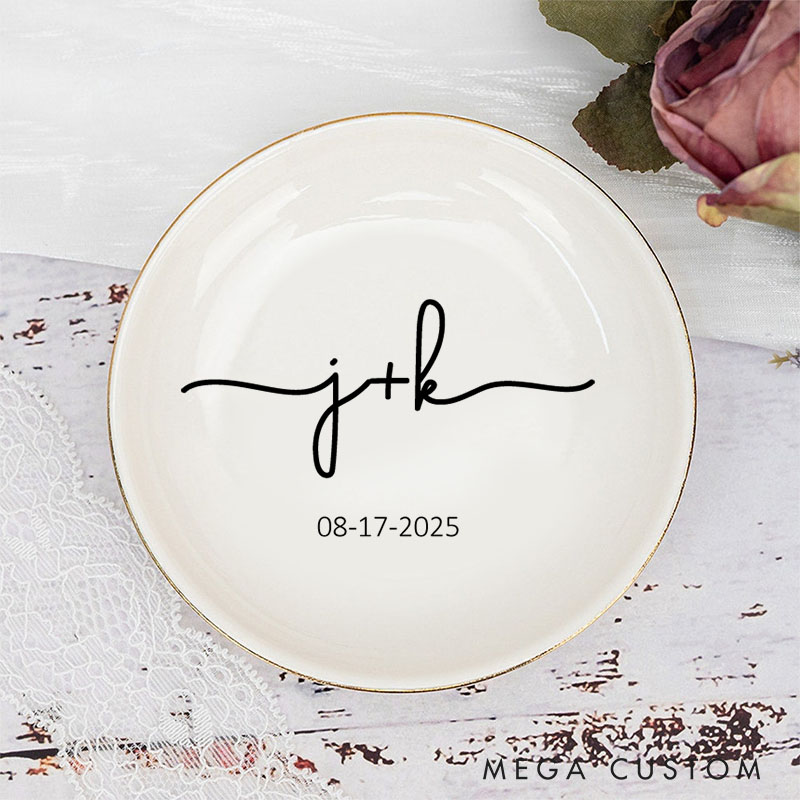 Personalized Initials Ring Dish for Couple Anniversary Gift for Her Wife Ring Holder for Couple Anniversary