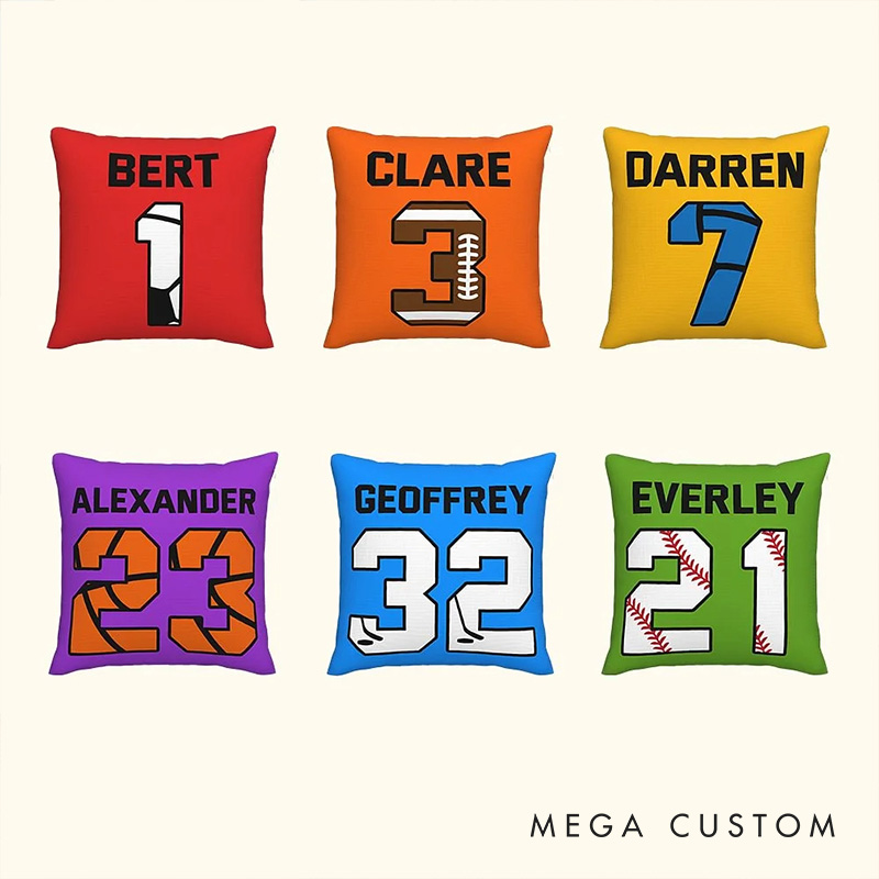 Personalized Sports Series Throw Pillow with Custom Player Name and Number