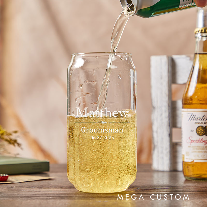 Personalized Groom Wedding Party Can Glasses Groomsman Best Man Bachelor Party Glasses