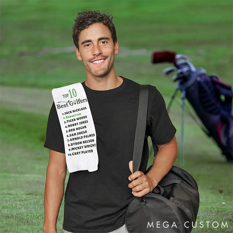 Personalized Top 10 Best Golfers Design Hand Towel with Custom Name Gift for Golf Lovers