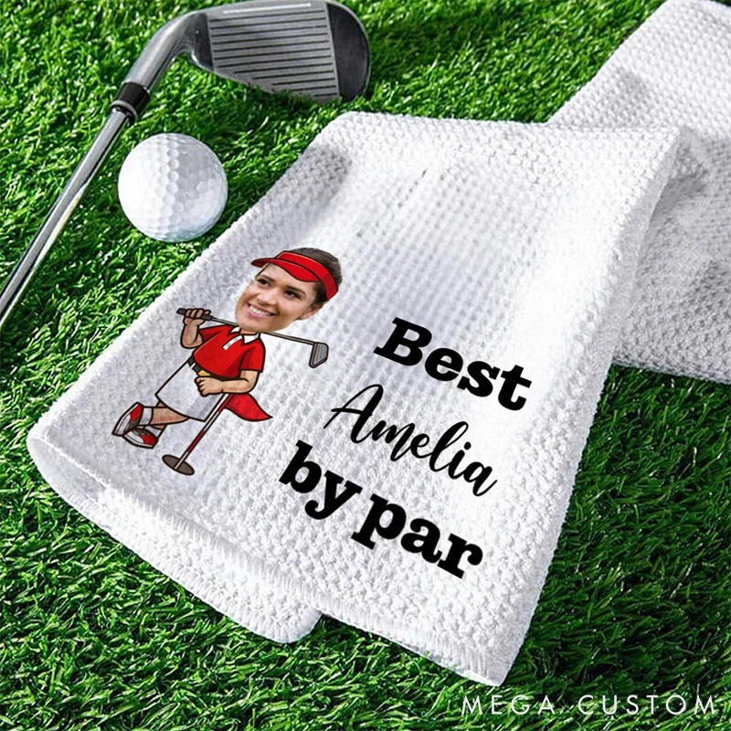 [Copy]Personalized Golf Player Face Photo Towel with Custom Name for Golf Lover