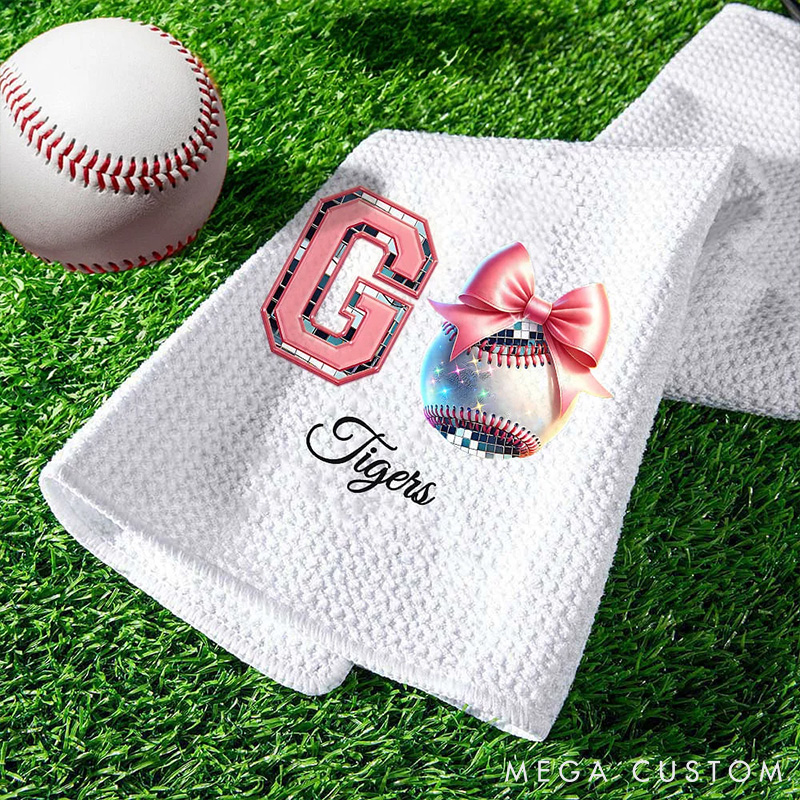 Personalized Go Disco Bow Sports Towels with Custom Name for Sport Lovers