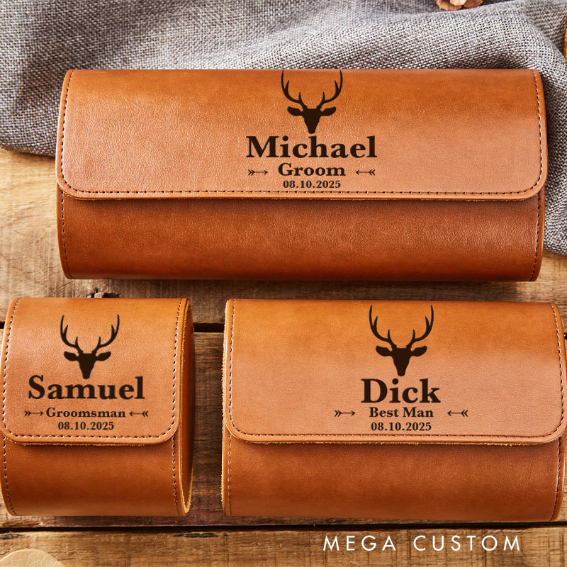 Personalized Groom Groomsman Leather Watch Box