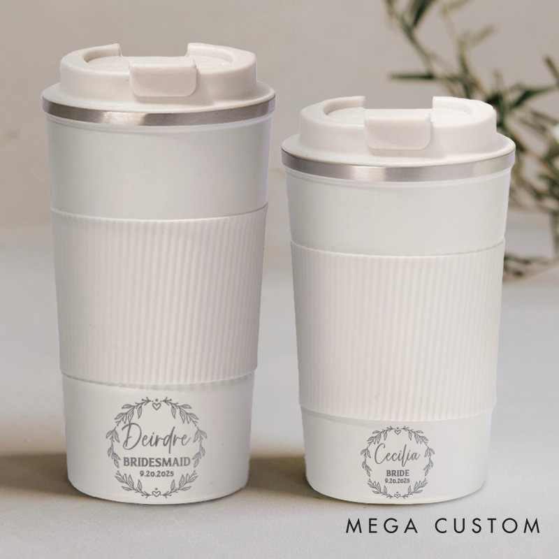 Personalized Bride Wreath Coffee Cup Wedding Party Coffee Mug Bachelorette Party Cup For Bridesmaid