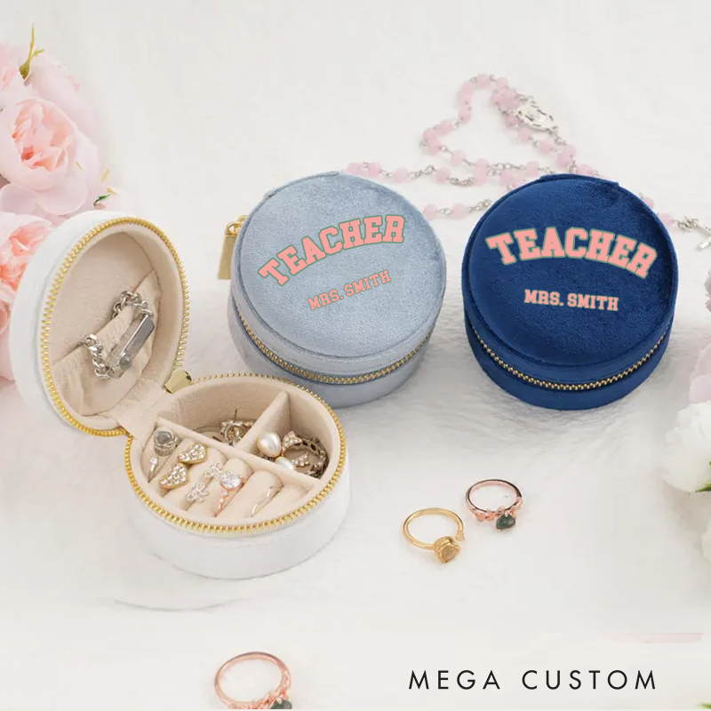 Personalized Velvet Jewelry Box for Teacher Classic Teacher Round Jewelry Box Gift Teacher Appreciation Gift