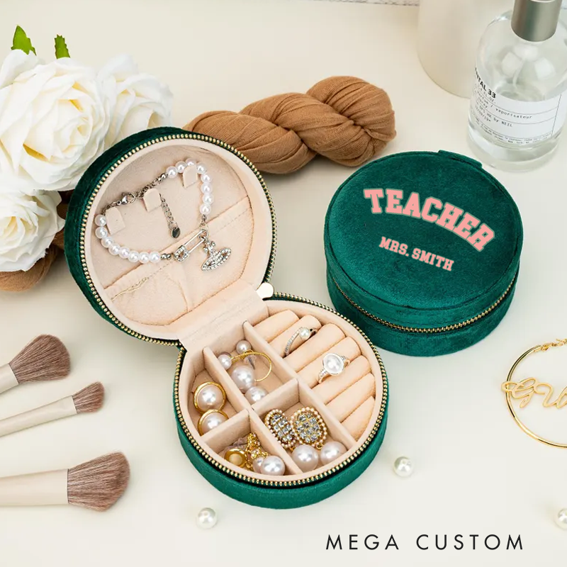Personalized Velvet Jewelry Box for Teacher Classic Teacher Round Jewelry Box Gift Teacher Appreciation Gift