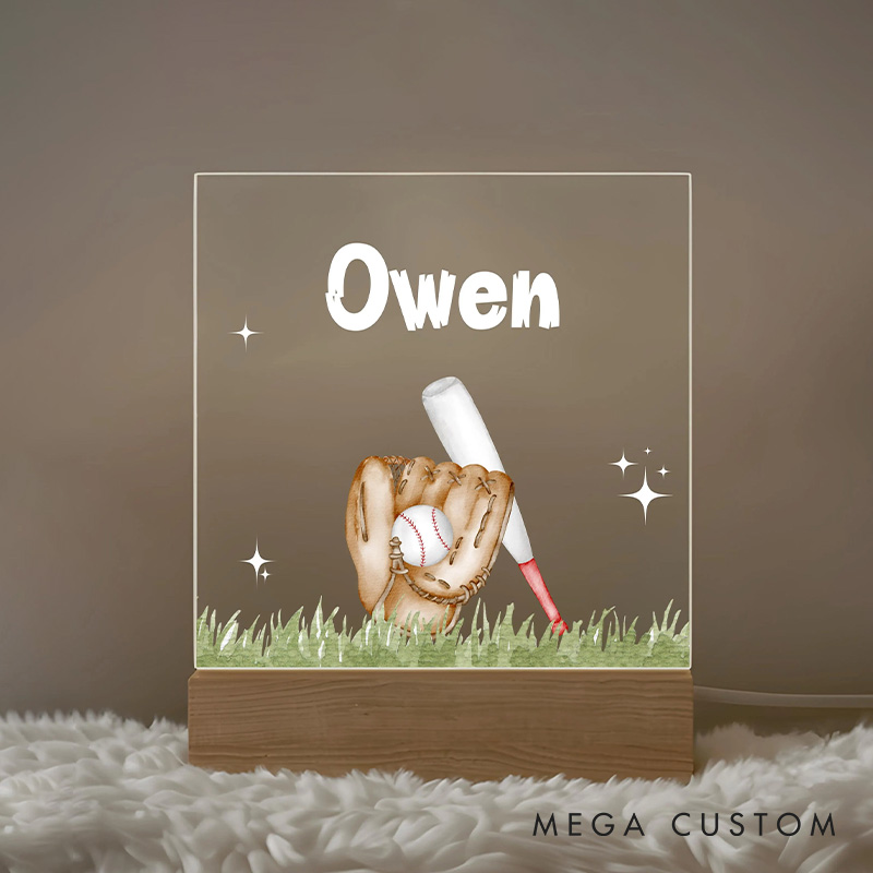 [Copy]Personalized Baseball Jersey, Glove, and Ball Design LED Night Light with Custom Player Name and Number