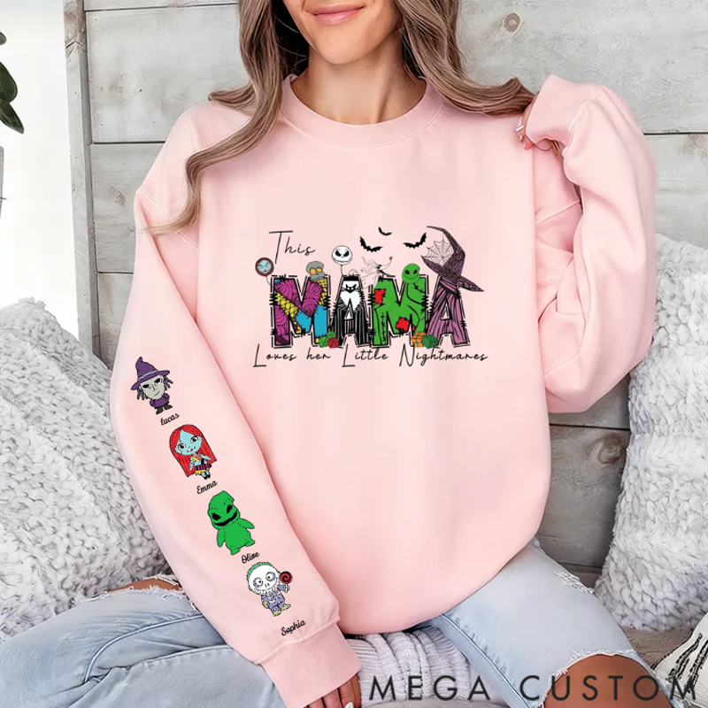 Personalized Sweatshirt Custom Mama Loves Her Nightmares Sweatshirt