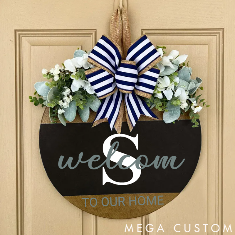 Personilzed Front Door Decor Last Name Welcome to Home Sign for Family