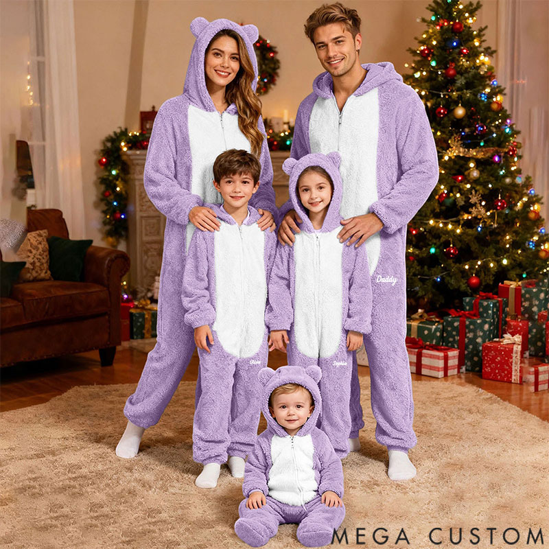 Personalized Fluffy Romper Family Matching Christmas for Family, Onesie Pajamas Women, Men