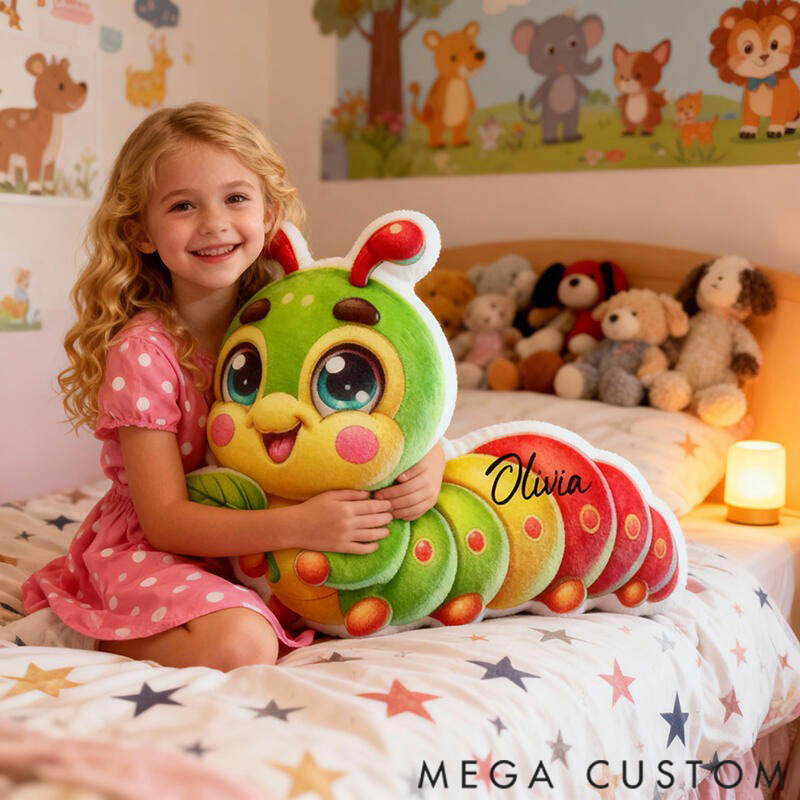 Personalized Graphic 3D Print Pillows Pillow, Custom Caterpillar Pillow with Name for Family