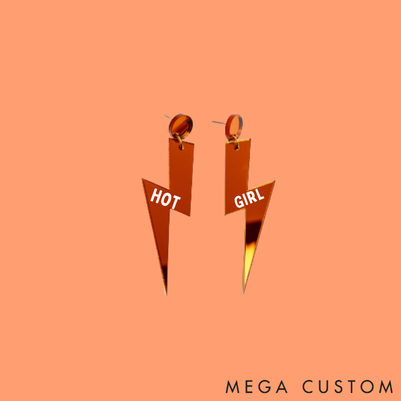 Personalized Multi-Color Lightning Bolt Earrings Edgy Statement Gift for Fashion Girls