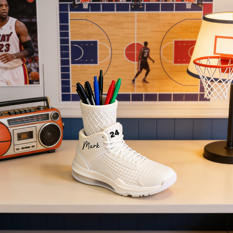Personalized Basketball Shoes Pencil Holder 3D Print Pencil Organizer Stand Basketball Player Desktop Decor