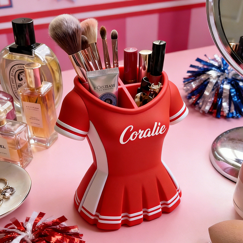 Personalized Cheerleading Uniforms Makeup Brush Organizer Desktop Storage Gifts for Cheerleading Teams