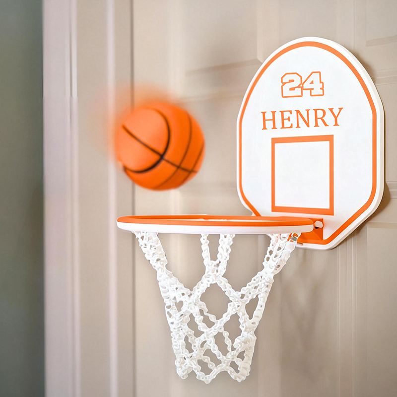 Personalized Mini Basketball with Swishing Net 3D Printable Mini Hoop with Custom Name and Number