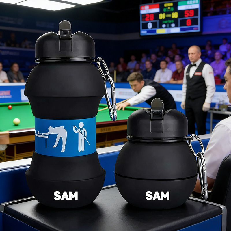 Personalized Foldable Clssic Billiards Water Cup Silicone Billiards Sports Water Bottle Custom Name Gift for Billiards Lovers