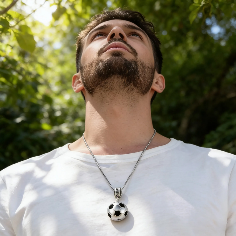 Personalized Soccer Ball Pendant Necklace with Custom Name for Sports Fans