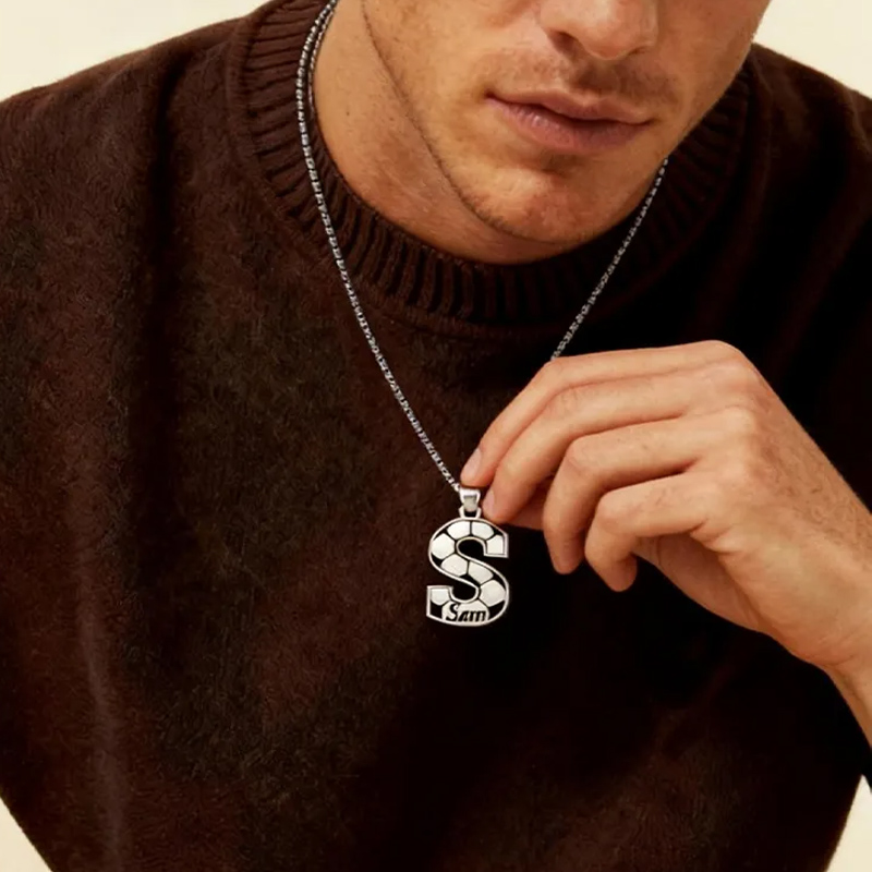 Personalized Soccer Necklace with Custom Initial and Name for Sports Fans