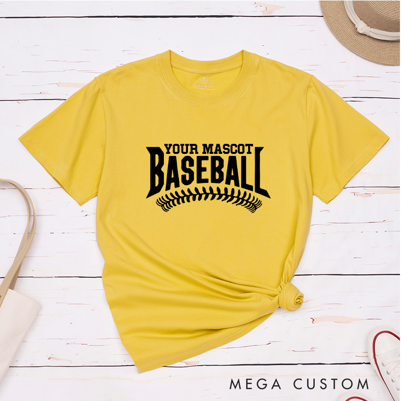 Personalized Baseball T-Shirt with Custom Mascot Name and Classic Stitch Design