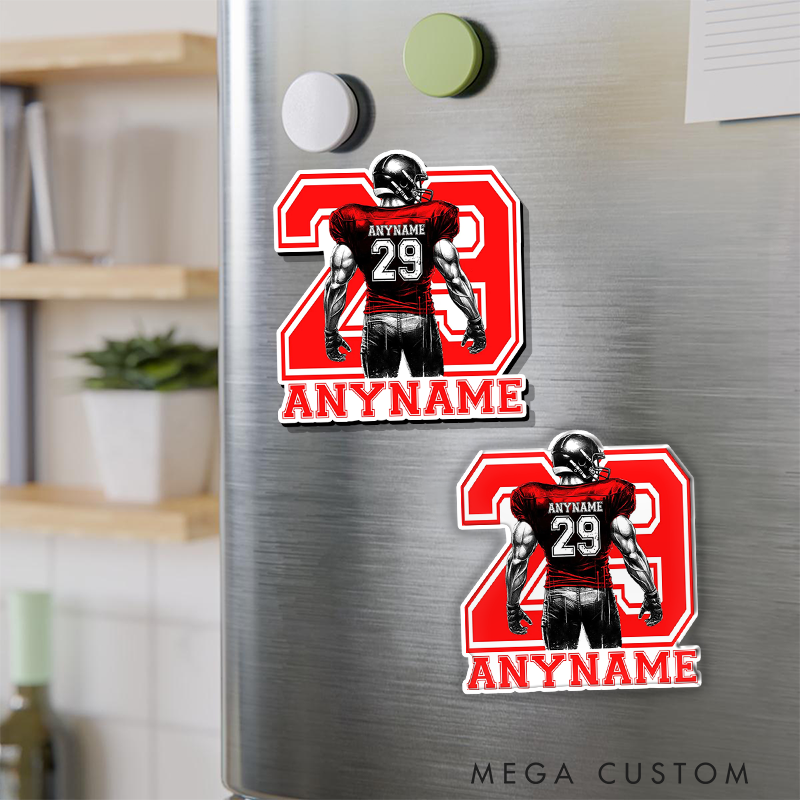 Personalized American Football Fridge Magnets with Custom Name and Number on the Back