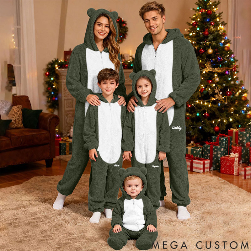 Personalized Fluffy Romper Family Matching Christmas for Family, Onesie Pajamas Women, Men