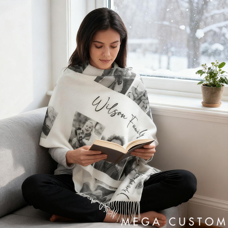 Personalized Custom Scarves with Family Photos Are a Practical New Year Gift for Family Members