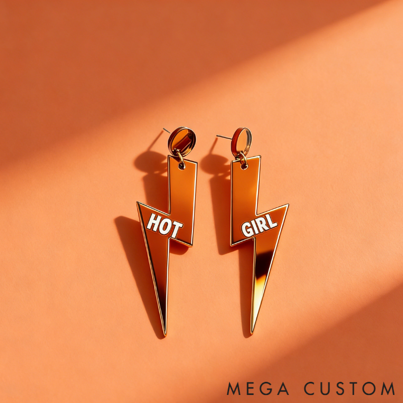 Personalized Multi-Color Lightning Bolt Earrings Edgy Statement Gift for Fashion Girls
