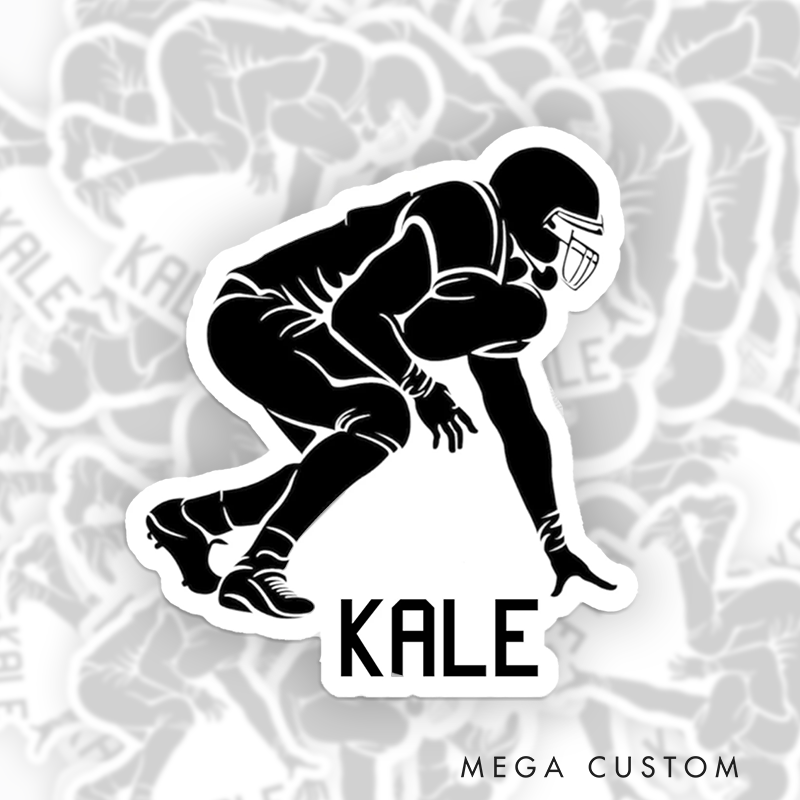 Personalized American Football Sticker with Custom Player Name- Sports Decal