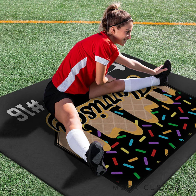 Personalized Baseball Ice Cream Dripping Soft Fleece Throw Blanket with Name and Number Home Decor Game Day Birthday Gift for Baseball Lovers