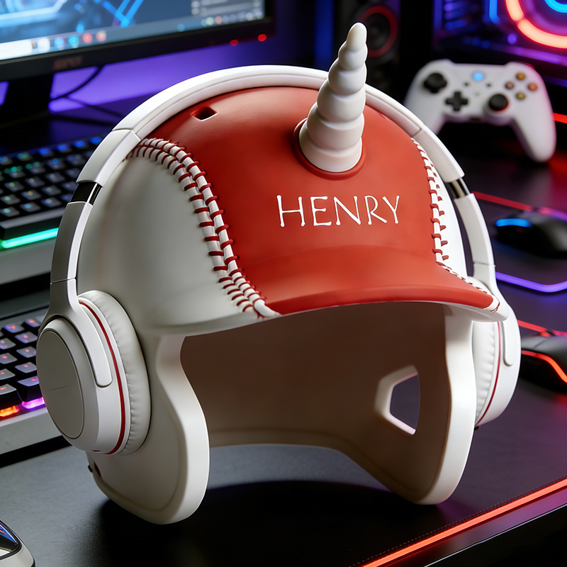 Personalized Baseball Helmet Headphone Mount 3D Printed Desk Organizer for Baseball Players   