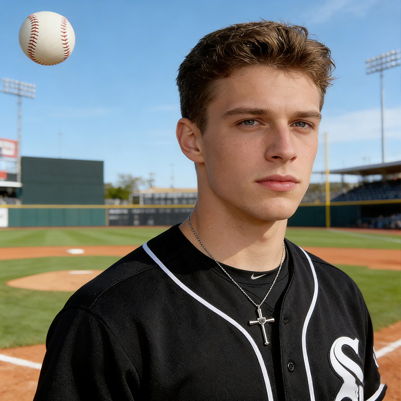 Personalized Cross Baseball Bat Number Necklace Gift for Baseball Lovers