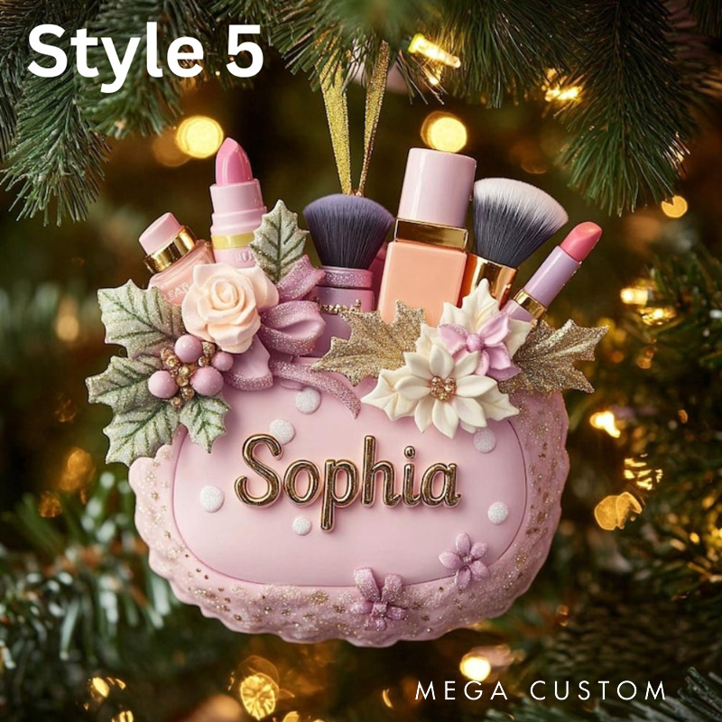Personalized Makeup Christmas Ornament Beauty Brush Tree Decor With Name Gift For Makeup Lovers