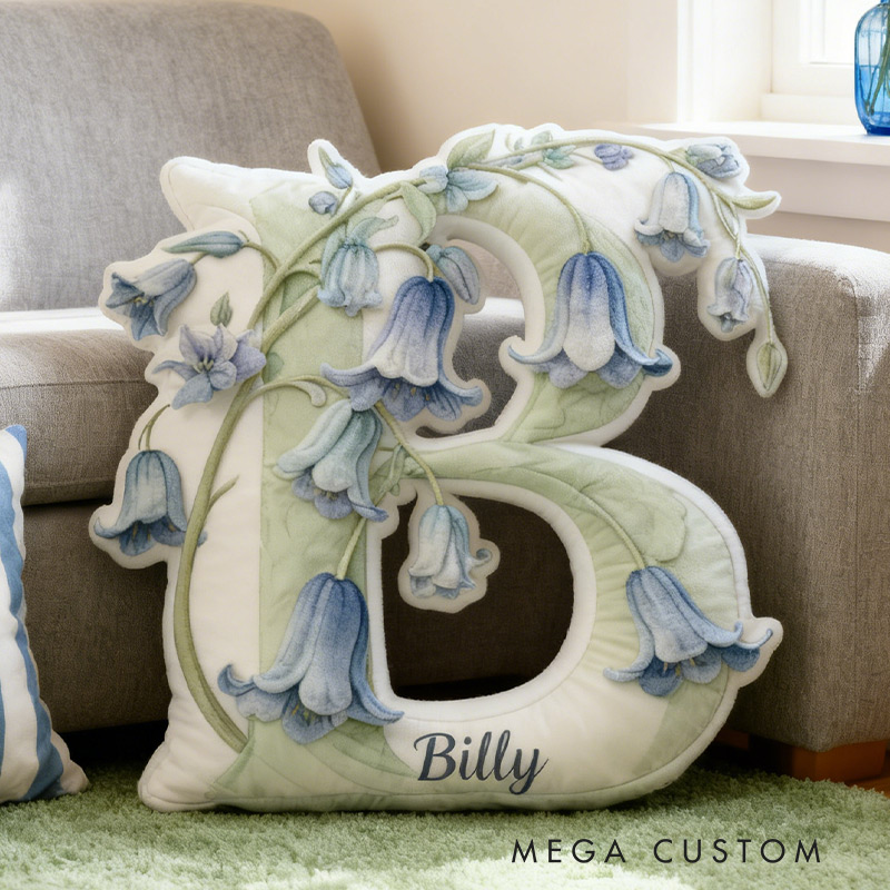 Personalized Flowers Letter Pillow Graphic 3D Print Garden Flowers Custom Name Pillow for Gardening Lovers