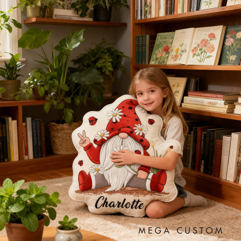 Personalized Garden Gnome Pillow with Custom Name Graphic 3D Print Daisy Garden Gnome Pillow for Gardening Lovers