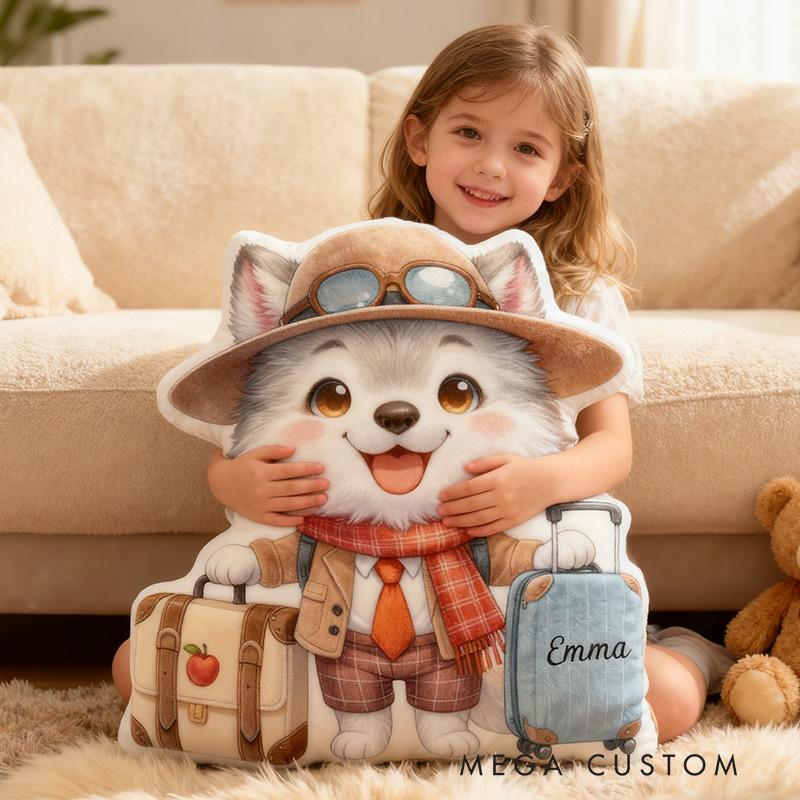 Personalized Puppy Travel Pillow Graphic 3D Print Cute Puppy Suitcase Pillow Travel Souvenirs for Travel Lovers