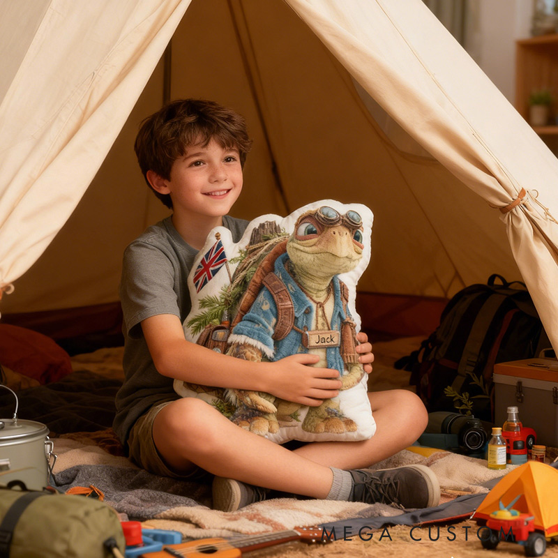 Personalized United Kingdom Travel Pillow Graphic 3D Print Turtle Backpack Trip Pillow Travel Souvenirs for Travel Lovers