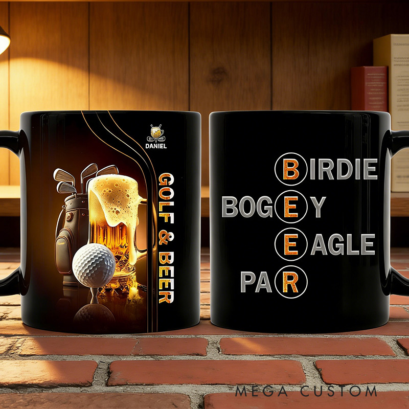Personalized Golf and Beer Mug with Custom Name Perfect Gift for Golf Lovers