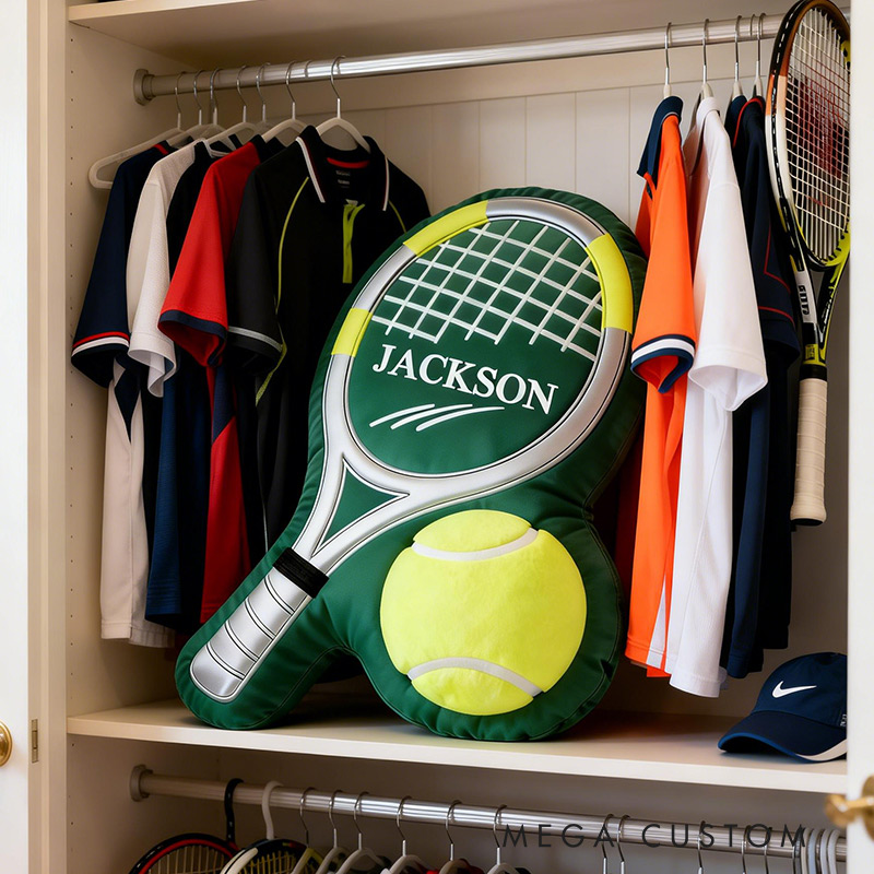 Personalize Tennis Pillow Graphic 3D Print Tennis Racket Tennis with Custom Name