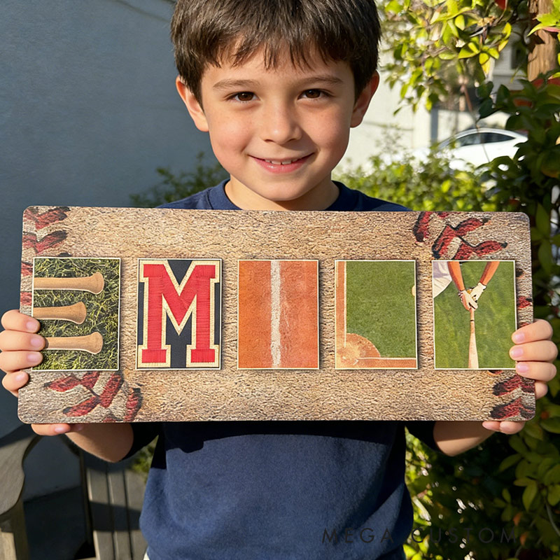 Personalized Baseball Wood Sign Baseball Team Gifts for Boys Baseball Room Decor Custom Name